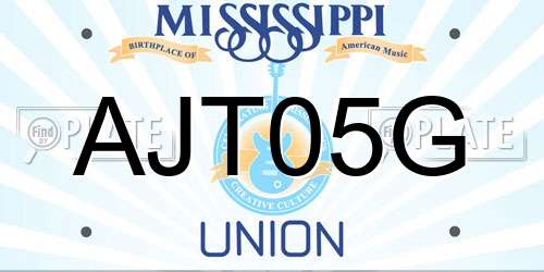 AJT05G Mississippi License Plate