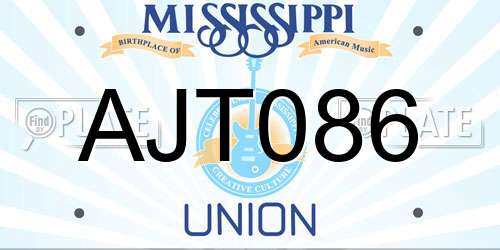 AJT086 Mississippi License Plate