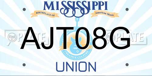 AJT08G Mississippi License Plate