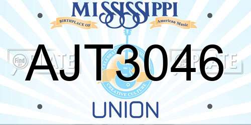 AJT3046 Mississippi License Plate