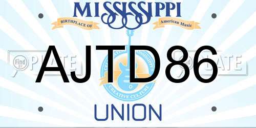 AJTD86 Mississippi License Plate