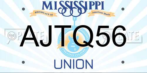AJTQ56 Mississippi License Plate