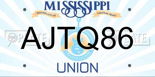 AJTQ86 Mississippi License Plate