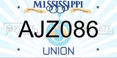 AJZ086 Mississippi License Plate