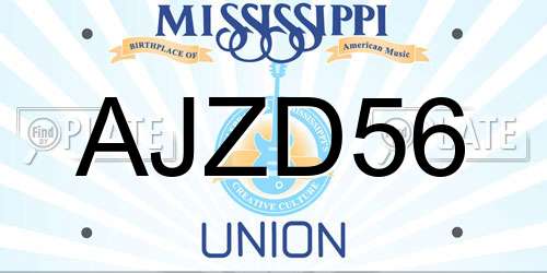 AJZD56 Mississippi License Plate