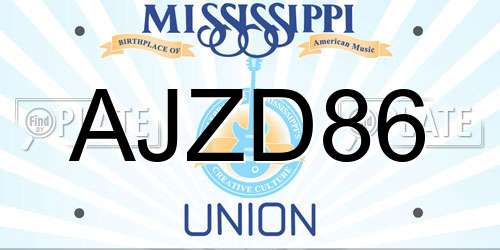 AJZD86 Mississippi License Plate