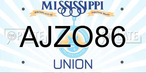 AJZO86 Mississippi License Plate