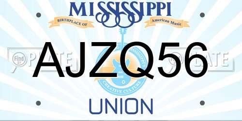 AJZQ56 Mississippi License Plate