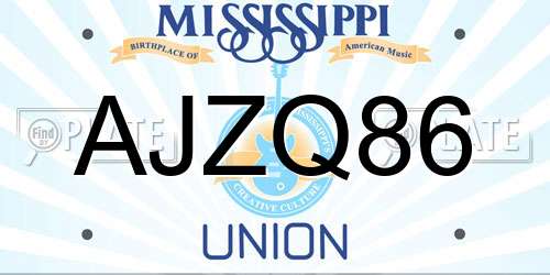 AJZQ86 Mississippi License Plate