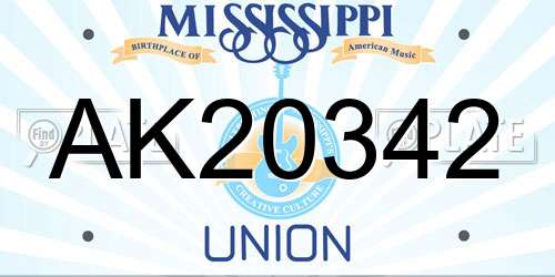 AK20342 Mississippi License Plate