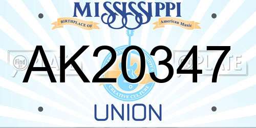 AK20347 Mississippi License Plate