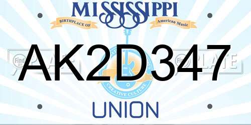 AK2D347 Mississippi License Plate