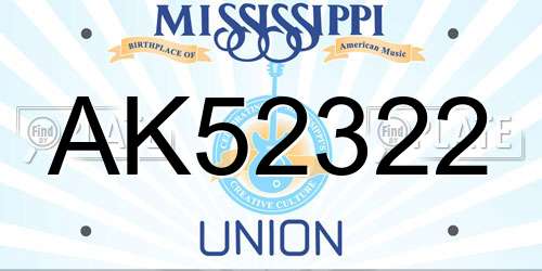 AK52322 Mississippi License Plate