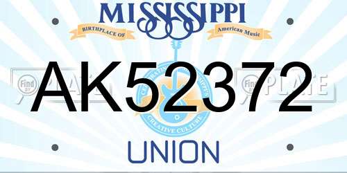 AK52372 Mississippi License Plate