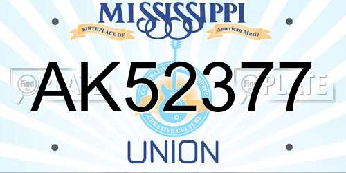 AK52377 Mississippi License Plate