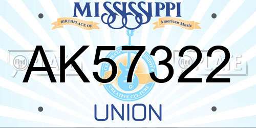 AK57322 Mississippi License Plate