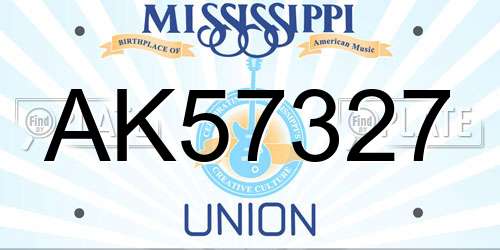AK57327 Mississippi License Plate