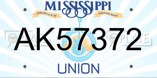AK57372 Mississippi License Plate