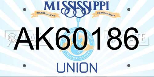 AK60186 Mississippi License Plate