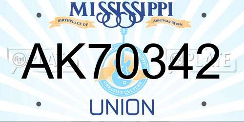 AK70342 Mississippi License Plate