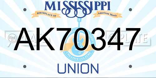 AK70347 Mississippi License Plate