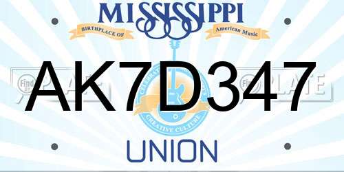 AK7D347 Mississippi License Plate