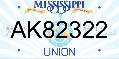 AK82322 Mississippi License Plate