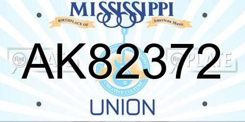 AK82372 Mississippi License Plate
