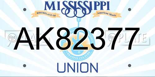 AK82377 Mississippi License Plate