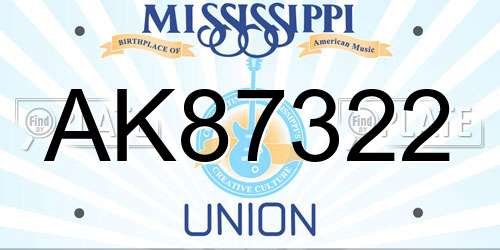 AK87322 Mississippi License Plate