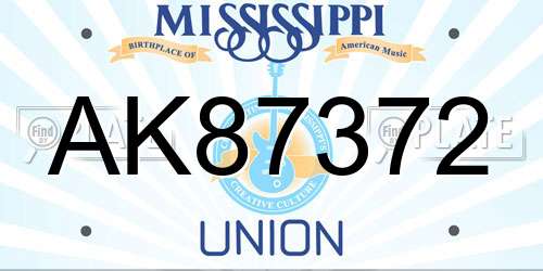 AK87372 Mississippi License Plate