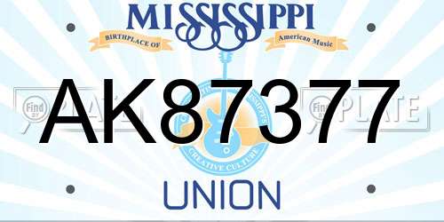 AK87377 Mississippi License Plate