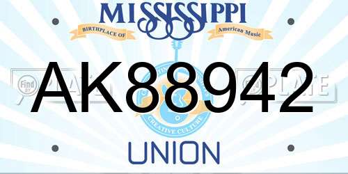AK88942 Mississippi License Plate