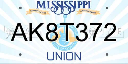 AK8T372 Mississippi License Plate