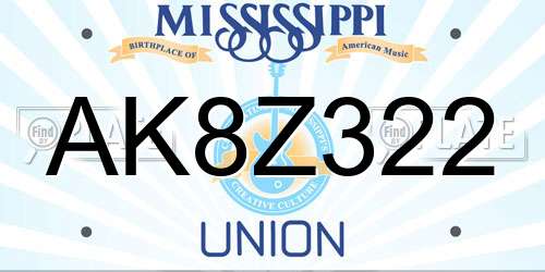 AK8Z322 Mississippi License Plate