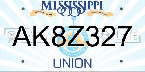 AK8Z327 Mississippi License Plate