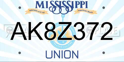 AK8Z372 Mississippi License Plate