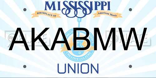AKABMW Mississippi License Plate