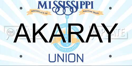 AKARAY Mississippi License Plate