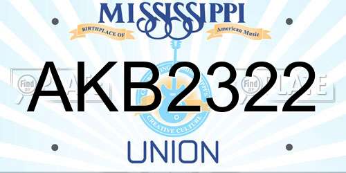 AKB2322 Mississippi License Plate