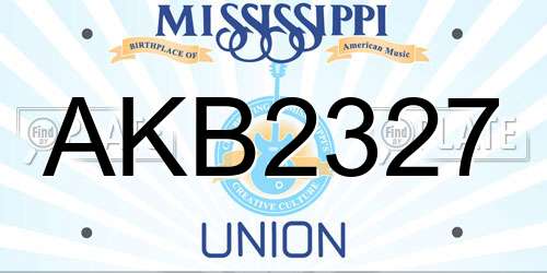 AKB2327 Mississippi License Plate
