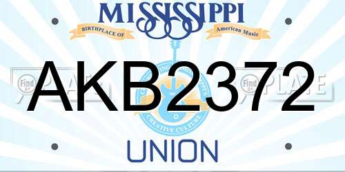 AKB2372 Mississippi License Plate