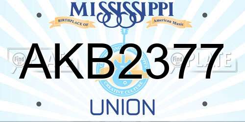 AKB2377 Mississippi License Plate