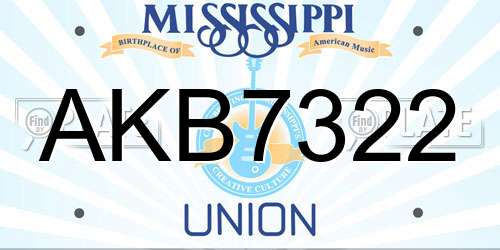 AKB7322 Mississippi License Plate