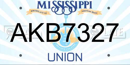 AKB7327 Mississippi License Plate