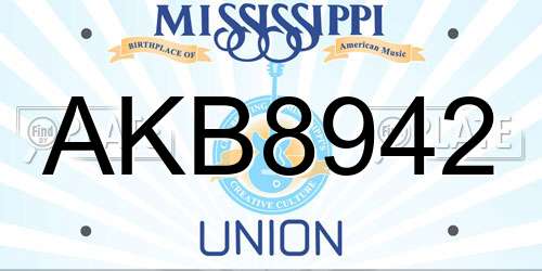 AKB8942 Mississippi License Plate