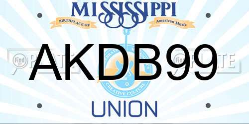 AKDB99 Mississippi License Plate