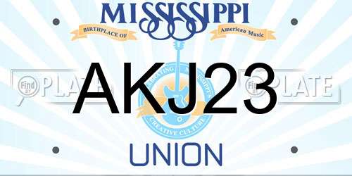 AKJ23 Mississippi License Plate