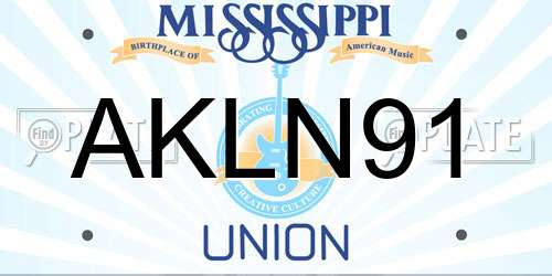 AKLN91 Mississippi License Plate