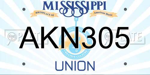 AKN305 Mississippi License Plate